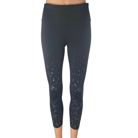 Lululemon Speed Wunder Under Black Speckle Shine Athletic Leggings Pants Size 6 - Picture 1 of 5